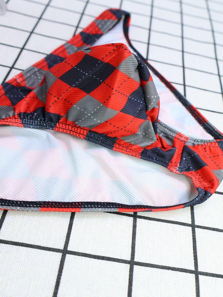 Plaid Ice Silk Ribbed Men's Breathable Underwear Triangle Briefs