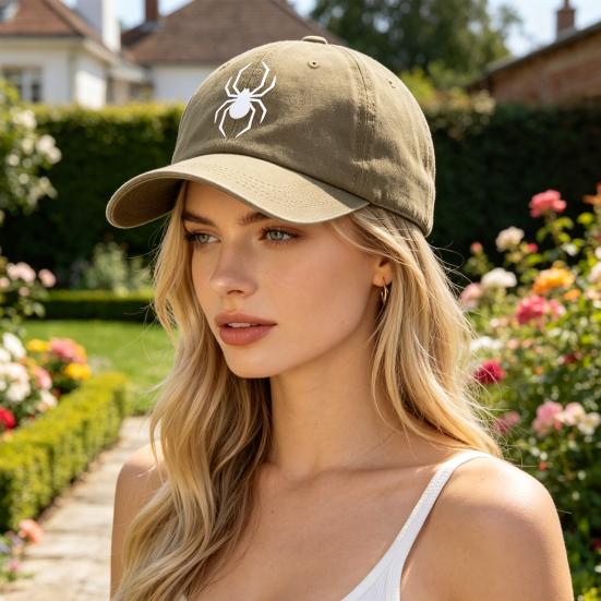 Embroidery Pattern Baseball Hat, Adjustable Back Buckle Retro Distressed Style Baseball Cap, Washed Cotton Fabric Outdoor Sunshade Hat