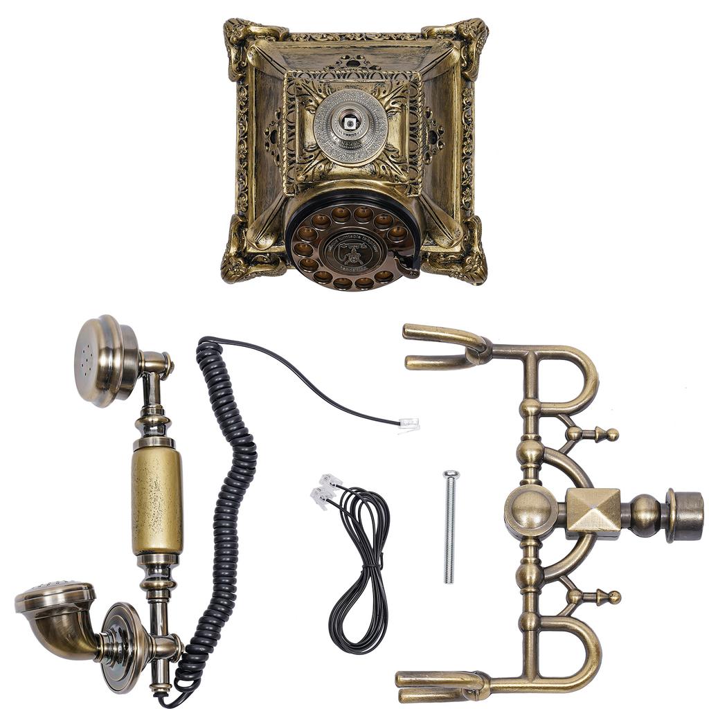 Retro Rotary Phone, Antique-Style Landline with Resin Body and Zinc Alloy Bracket, Perfect for Home, Office, and Cafe Decor