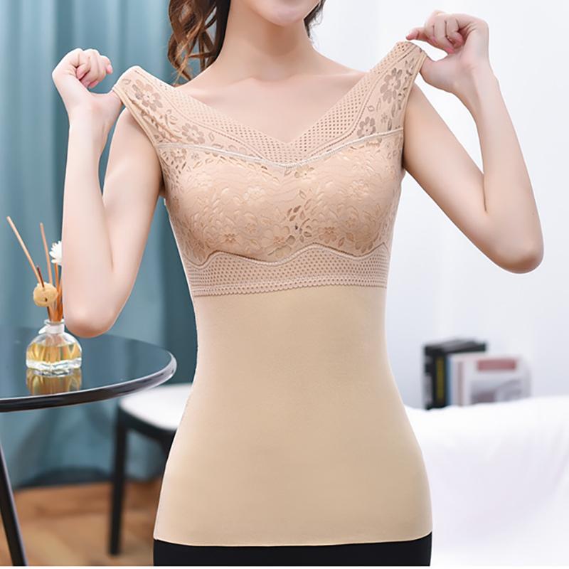 Women Warm Winter Thermal Tank Tops With Bra Padded Soft Thick Fleece Undershirt Stretch Velvet Thermal Vest Singlet Underwear