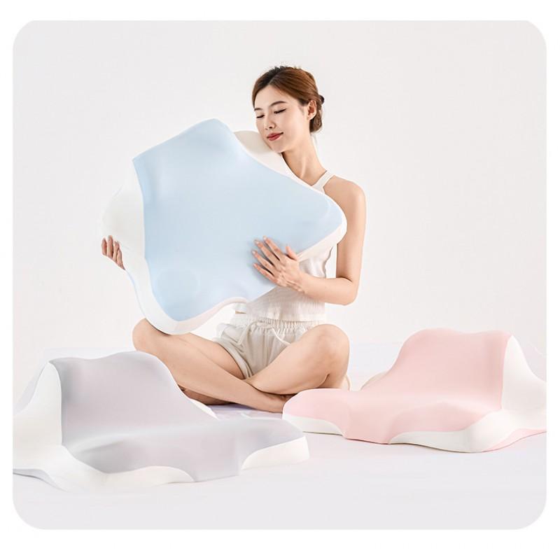 Memory Foam Prone Sleeping Pillow Neck Support Comfortable Stomach Sleeper Cushion Breathable Ice Silk Cover