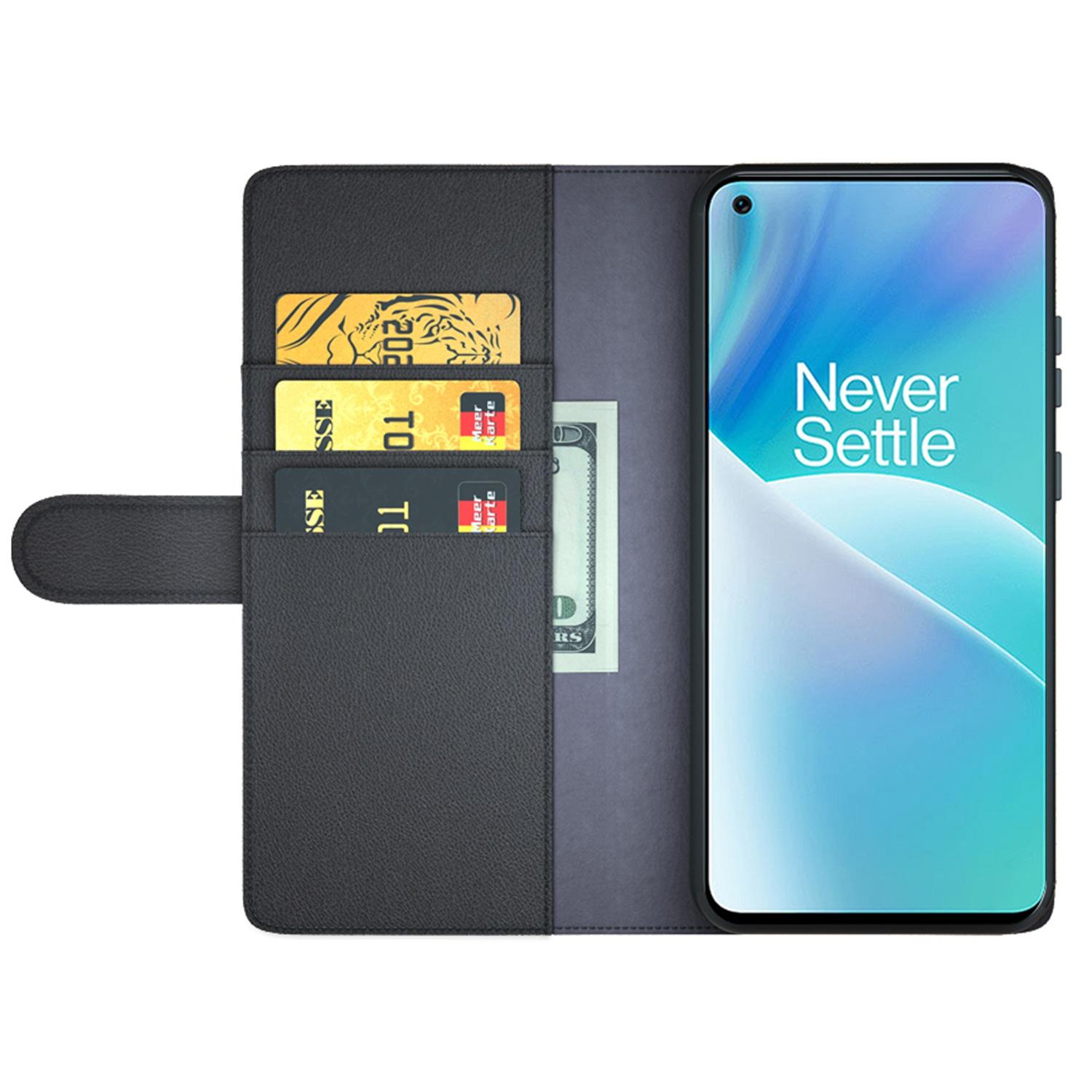 

For OnePlus Nord 2T 5G Case Genuine Split Leather Phone Cover with Wallet Stand Black