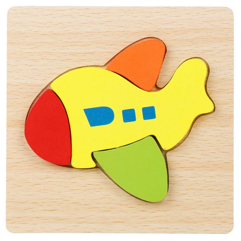 High Quality 3D Wooden Puzzles Educational Cartoon Animals Early Learning Cognition Intelligence Puzzle Game For Children Toys