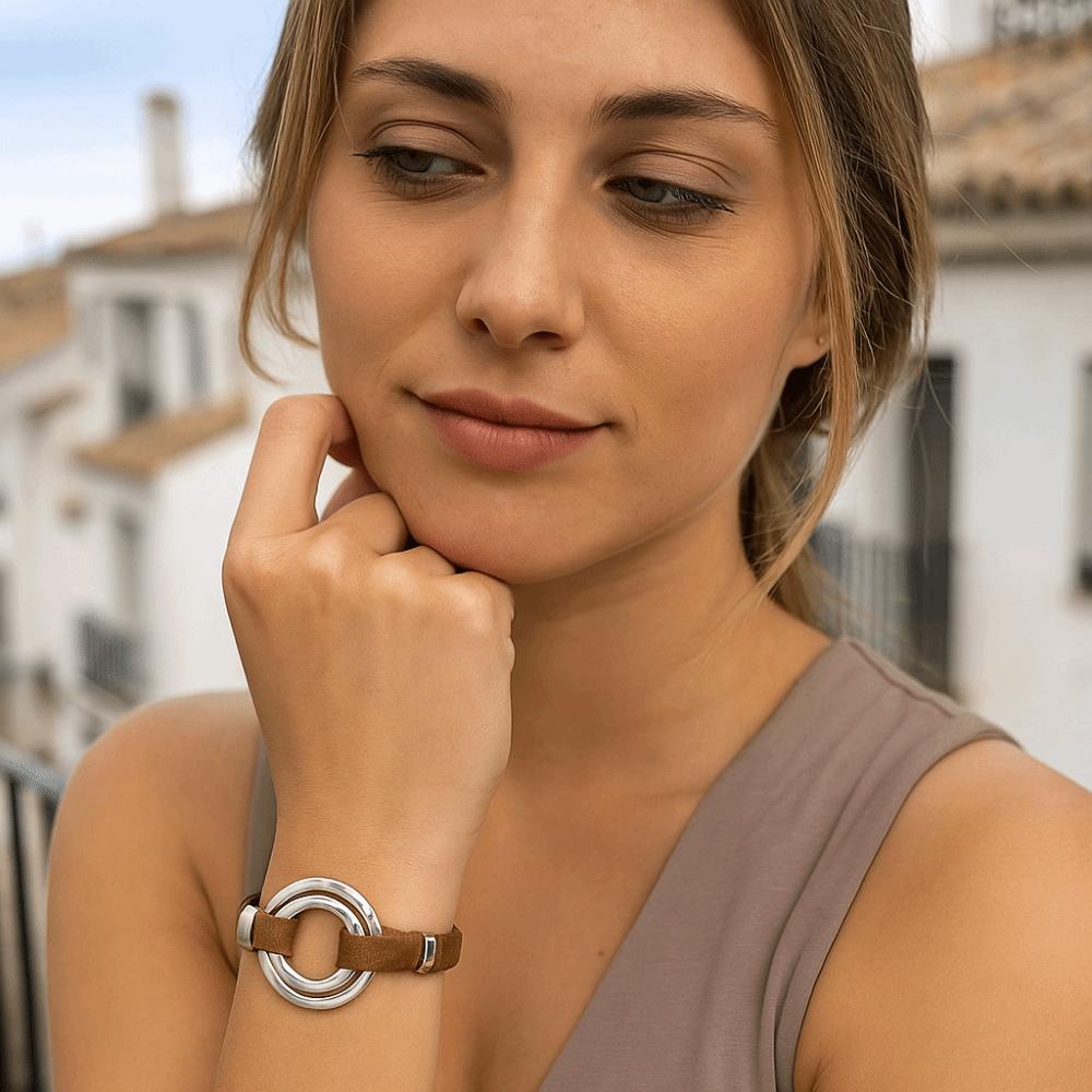 Exquisite Bracelet PU Leather Double Ring Bracelet Trendy Vintage Bracelet  Unisex Accessories