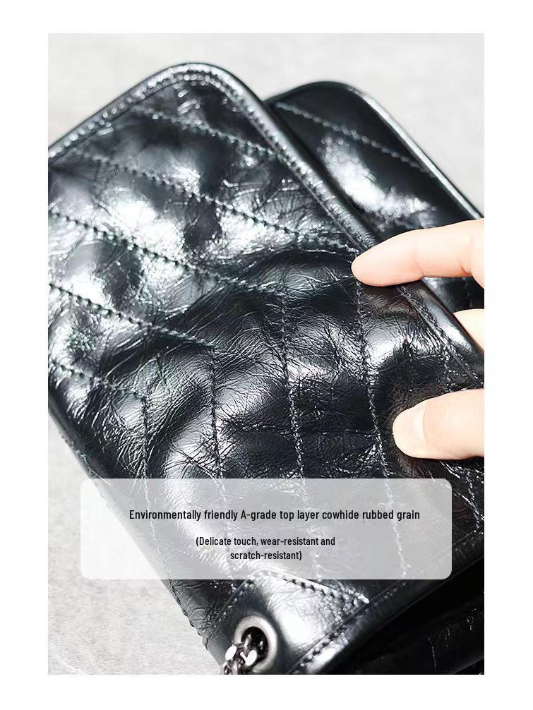 

Женская сумка-мессенджер Niki Retro из натуральной кожи Yangshulin 2022 года с цепочкой 24 cm чёрный