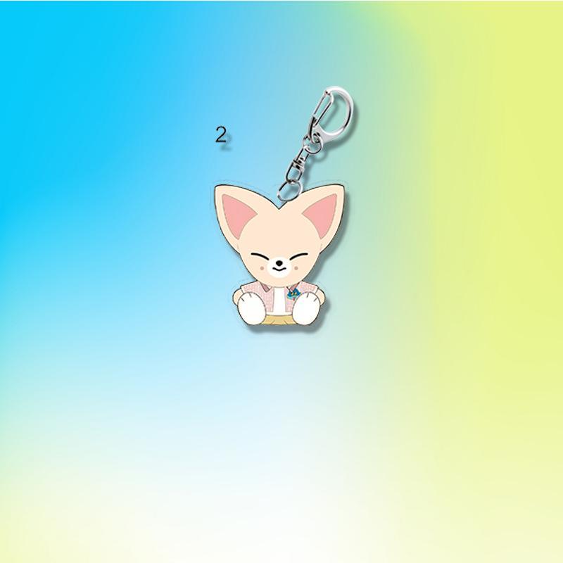 8pcs Stray Kids SKZOO Casual Outfit Keychain, Kawaii Sitting SKZOO Characters Acrylic Pendant, Kpop Fans Cute Bag Charm