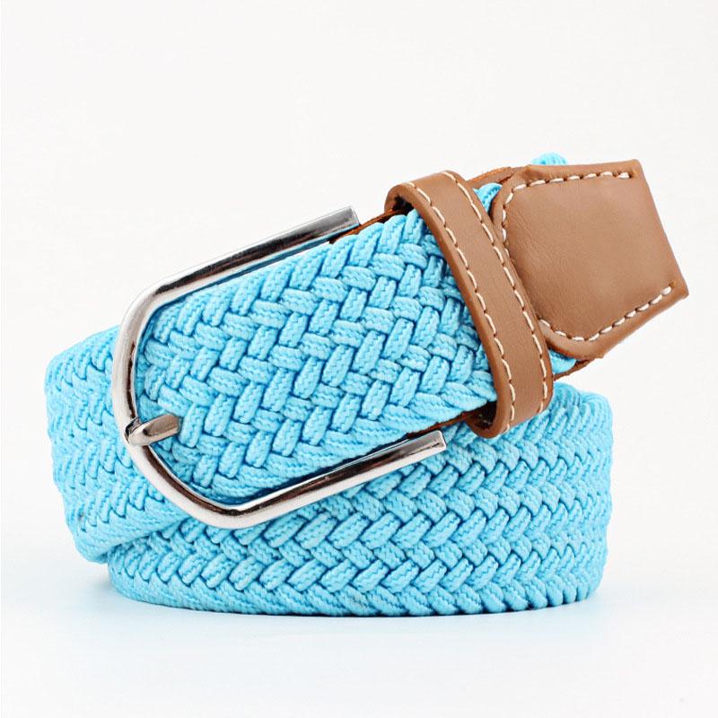 Unisex Elastic Solid Knitted Canvas Belt Decoration Women Men Pin Buckle Strap Clothing Accessories