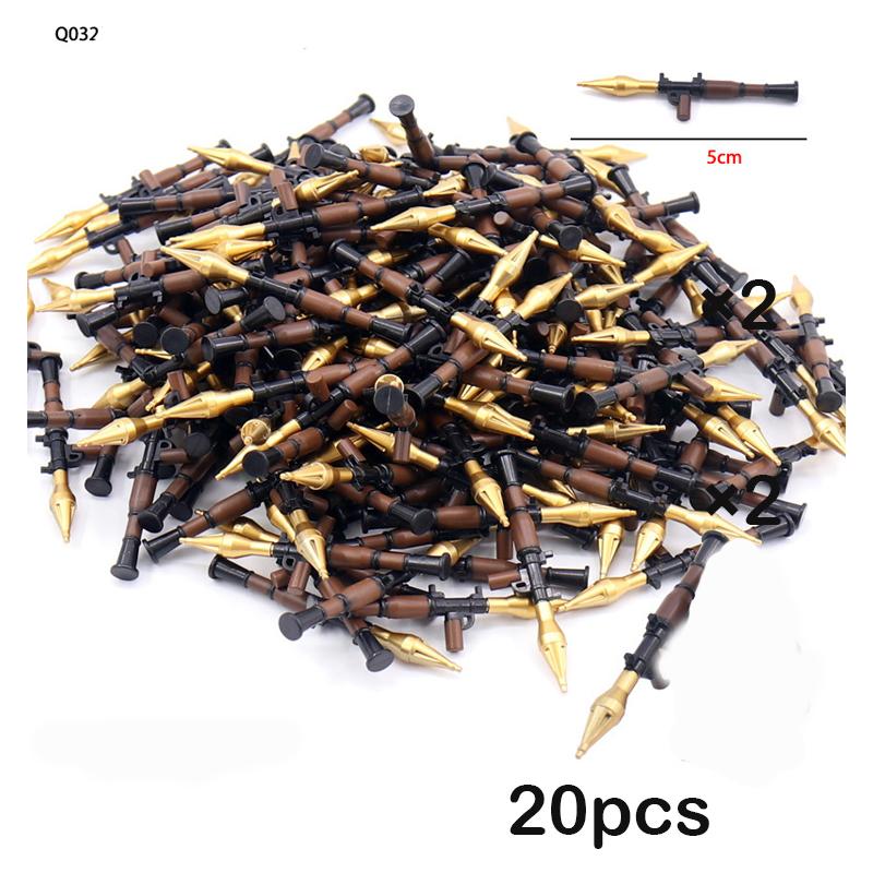 MOC airdrop box spray painted bazooka two-color olive green bronze weapon equipment small particle construction block accessories