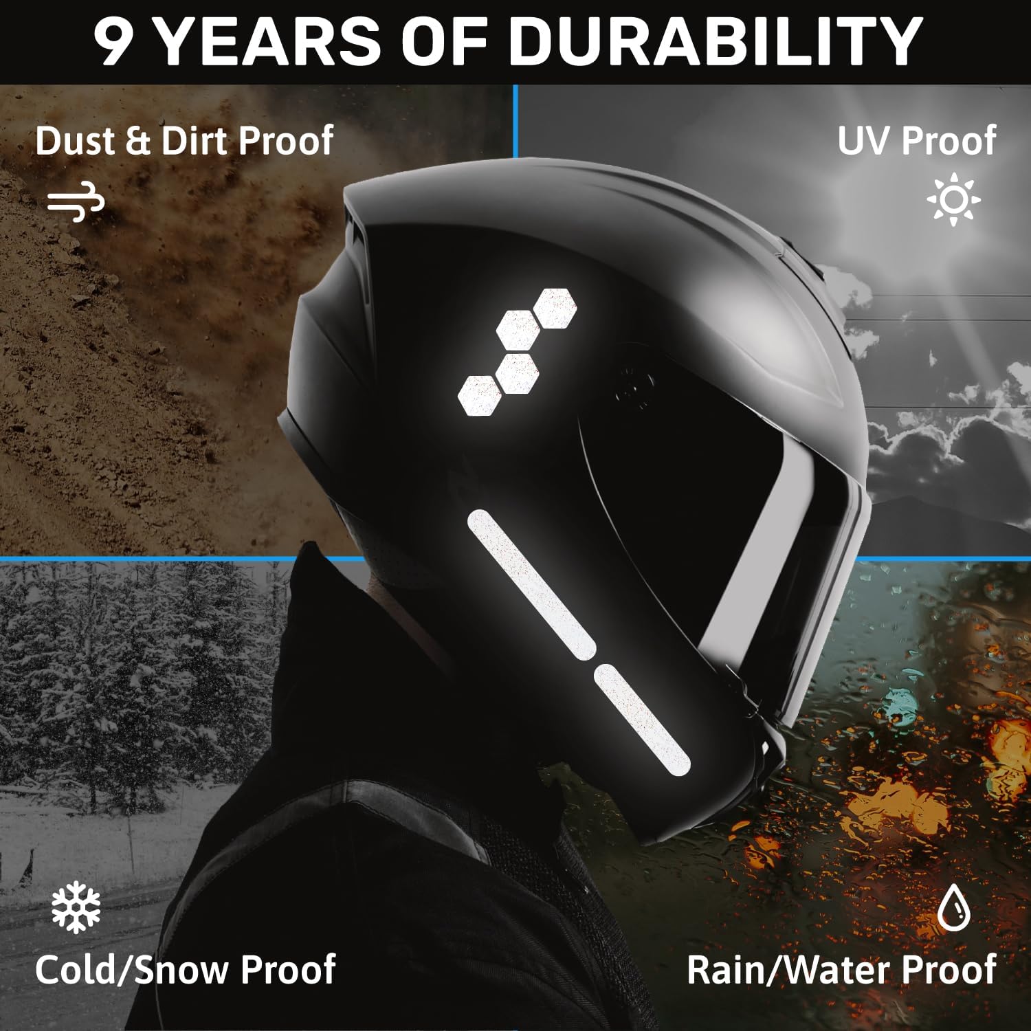 Светоотражающие черные наклейки 3M - светоотражающая лента для шлема — фото 4