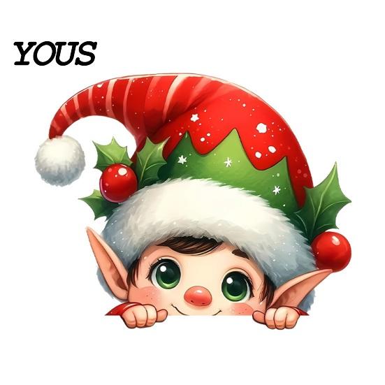 Indoor Outdoor Winter Scene Stickers Christmas Switch Stickers, Removable Santa Claus/Puppy/Reindeer/Elf/Pickup Truck Light Easy Peel And