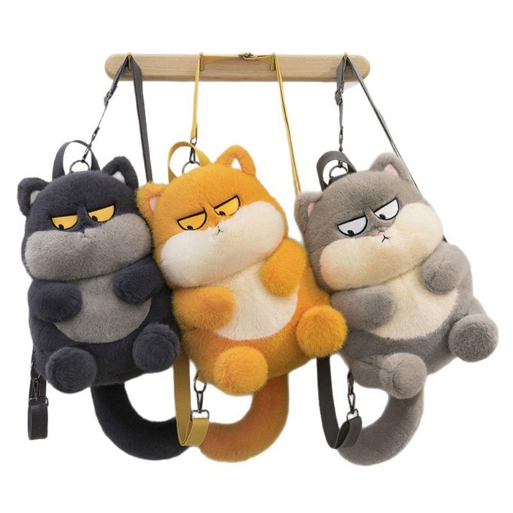 Phone Bag Cat Plush Backpack Animals Cartoon Plush Schoolbag Little Cat Doll Shoulder Bag Girls