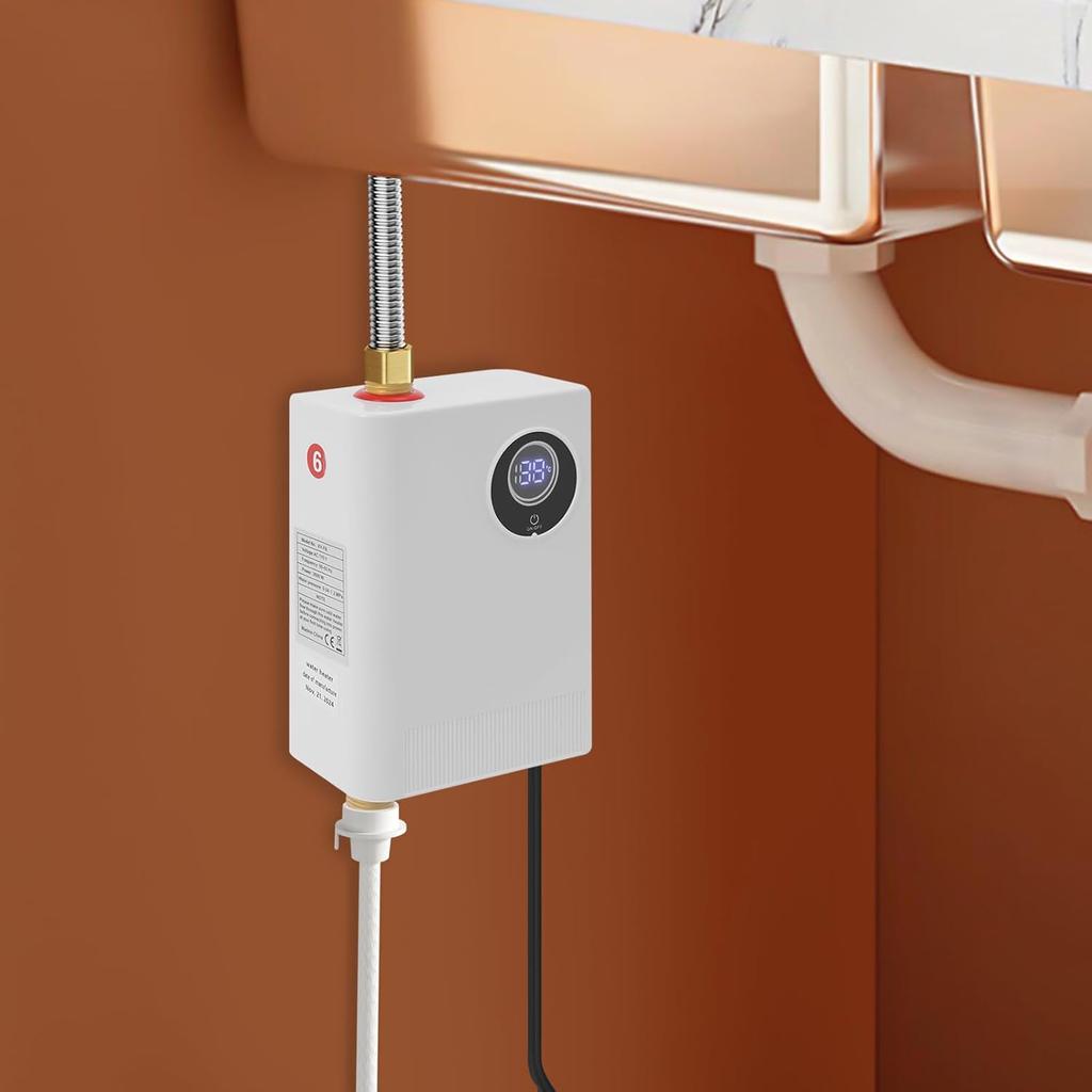 Electric Water Heater, 3000W 110V Tankless Water Heater with LED Display and Memory Function, On Demand Hot Water Heater Small Water Heaters with