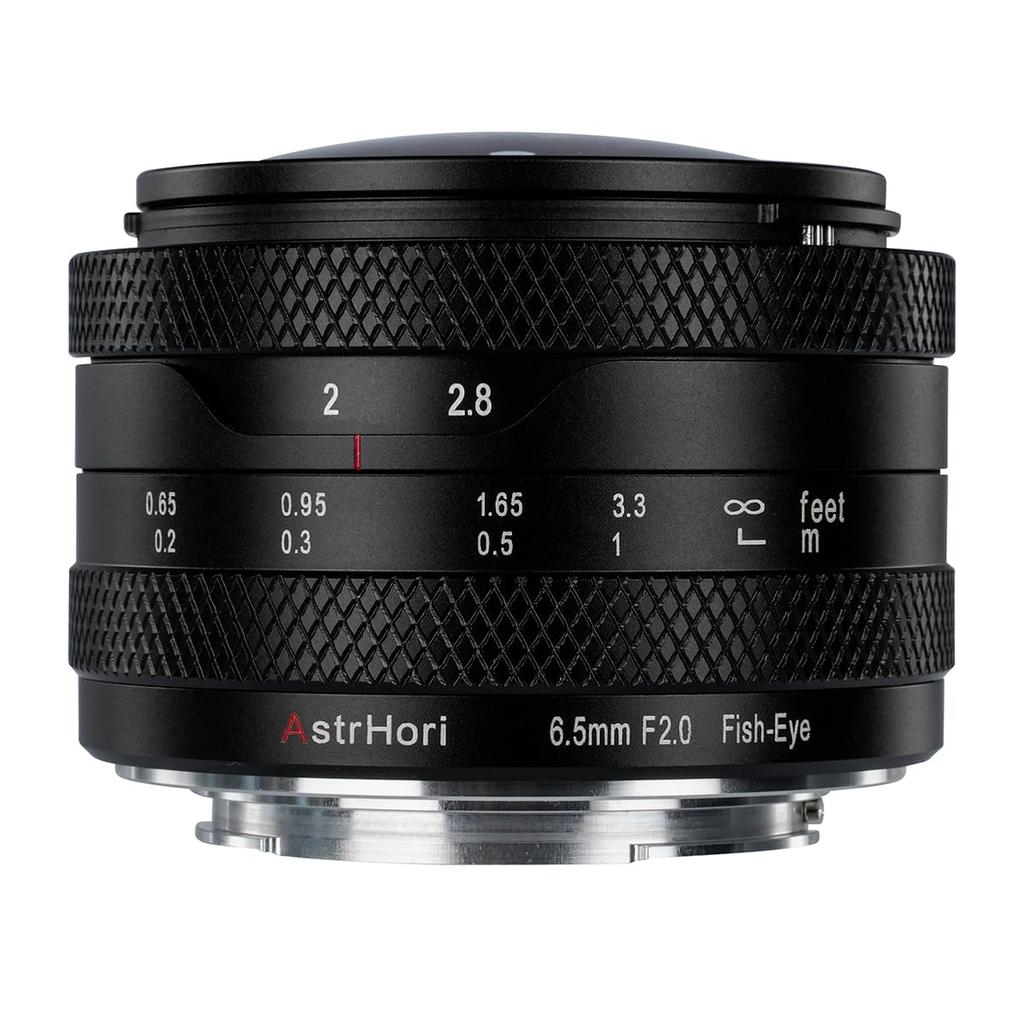 AstrHori Circular Fisheye MF Single Large Black 6.5mm F2.0 Lens, 192° Ultra-Wide Angle, APS-C Compatible, E-Mount, (Manual Focus), Focus, Aperture,