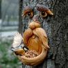 1 pc Mangeoire à oiseaux Visage d'arbre fantaisiste - Décoration de jardin extérieur, Art de cour unique pour oiseaux sauvages, Résine durable, Idéal pour les mariages et les événements sur le thème de la nature