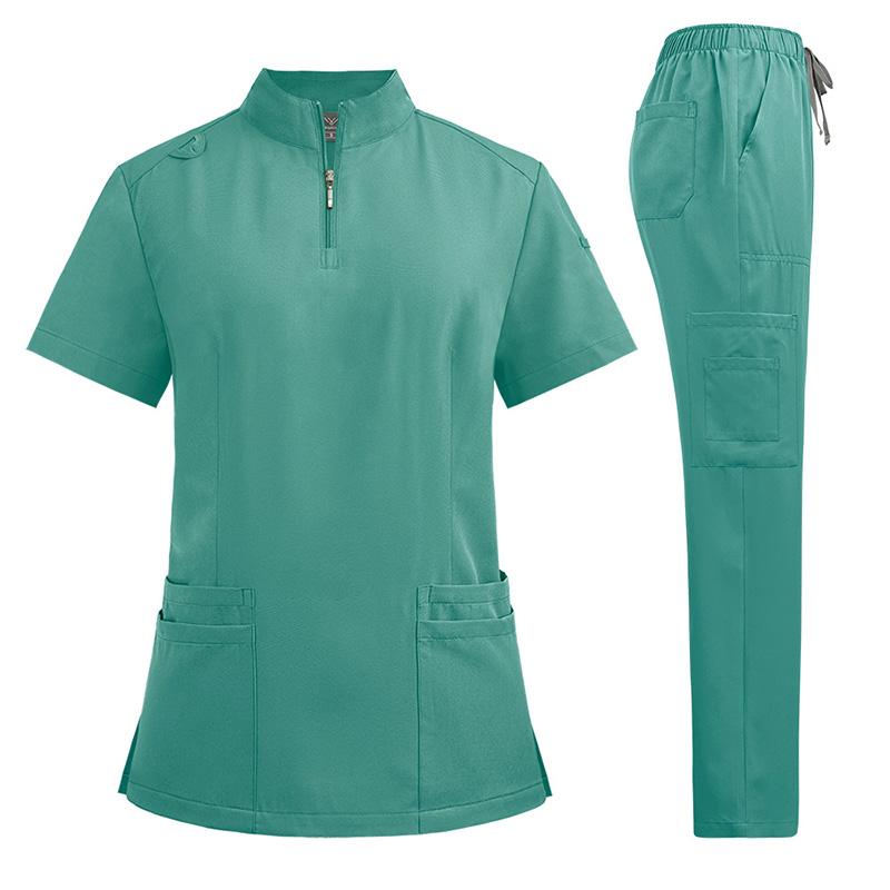 1 set Nursing Tunic Suit Trousers Sets Woman Scrub Set Short-sleeved Top-Pants Beauty Salon Surgical Uniforms Nurses Uniforms