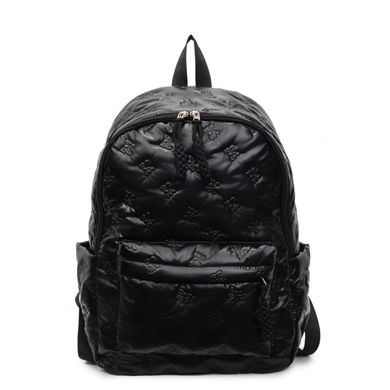 

Solid Color Dual Shoulder Cotton Clothing Bag New Winter Thick Space Cotton Backpack Korean Version Versatile Large Capacity Student Backpack чорний