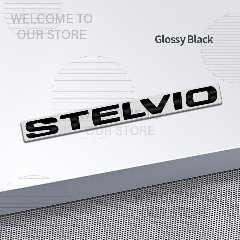 Car Decor Metal For Stelvio Alfa Romeo Letter Emblem 3D Sticker Accessories Glossy Black Tail Rear Trunk Decals