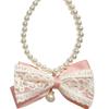 INS Princess Style Bow Ribbon Pet Pearl Necklace Sweet Temperament Cat Dog Collar Neck Ornament Neck