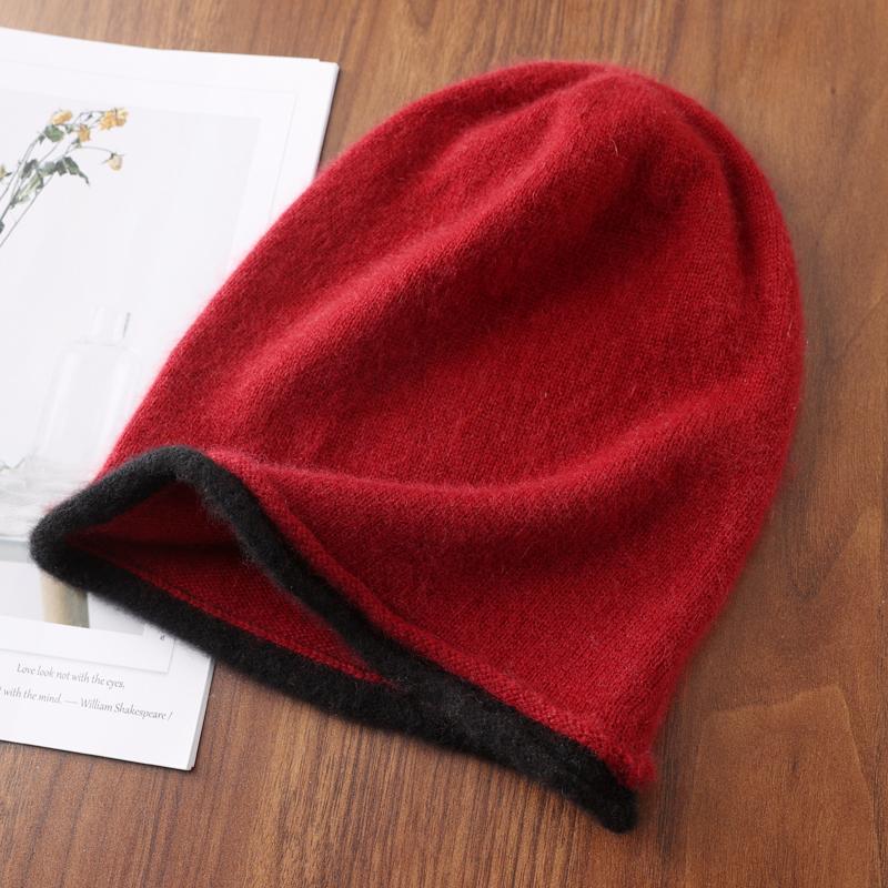 

Winter Hat Regardless Of Gender 100% Merino Wool Knitted 2025 New Women s Soft Warm Bean Hat Fashion Outdoor Curly-brimmed Hat