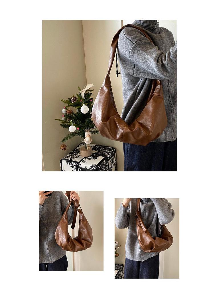 Lux Retro Soft Leather Pleated Dumpling Bag - Versatile Large Capacity Shoulder/Crossbody for Commuting
