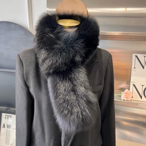 Long Real Fox Hair Scarf, Simple and Warm in Autumn and Winter, Thickened Double-sided Plush Neck Protector, Fur Scarf, Fur Collar, Children