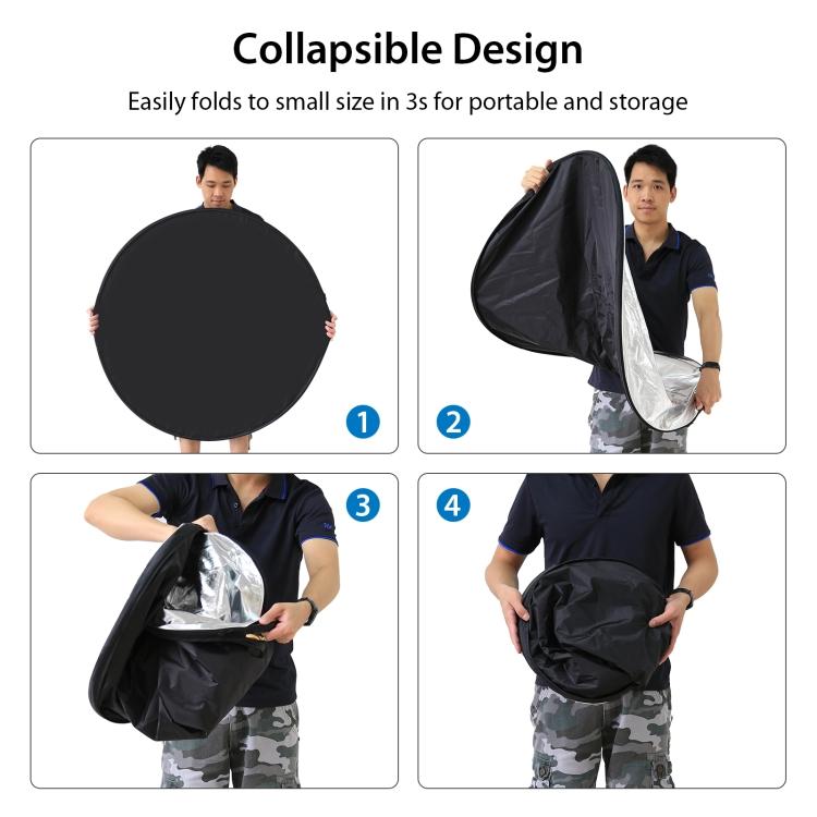 PULUZ 80cm 5 In 1 (Silver / Translucent / Gold / White / Black) Folding Photo Studio Reflector Board