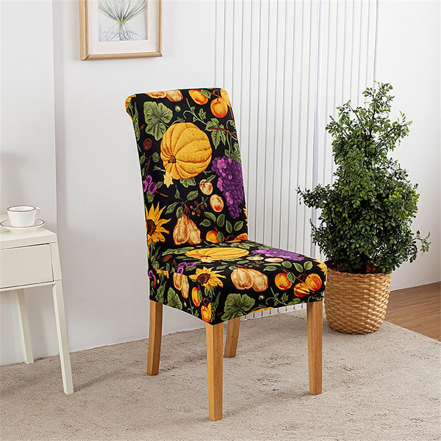 Printed Christmas Day Elastic Chair Cover Household One-Piece Half-Pack Stool Cover Hotel Dining Table Chair Cover