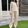 Women's Fashion Casual Long-Sleeve Solid Color Blocked Hoodie And Wide-Leg Pants Two-Piece Set