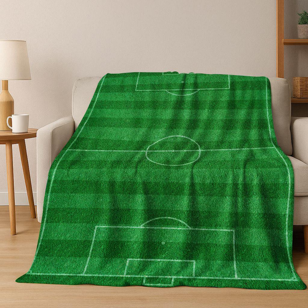 Green Black Football Field Stadium Art Flannel Blanket,Cozy Soft Throw Blanket for Home Bedroom Bed Sofa Picnic Cover Kids Gift