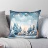Merry Christmas Snowy Forest Pillowcase Polyester Linen Velvet Printed Zip Decor Throw Pillow Case Home Cushion Cover