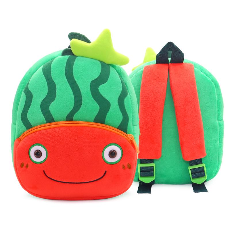 Adorable Cartoon Fruit Backpack for Kids Aged 2-4: Soft Plush Double Shoulder Design