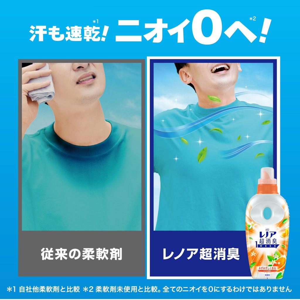 Lenor Ultra Deodorizing Fabric 1-Week Softener, Citrus, Refill, 1,900mL [Large Capacity]