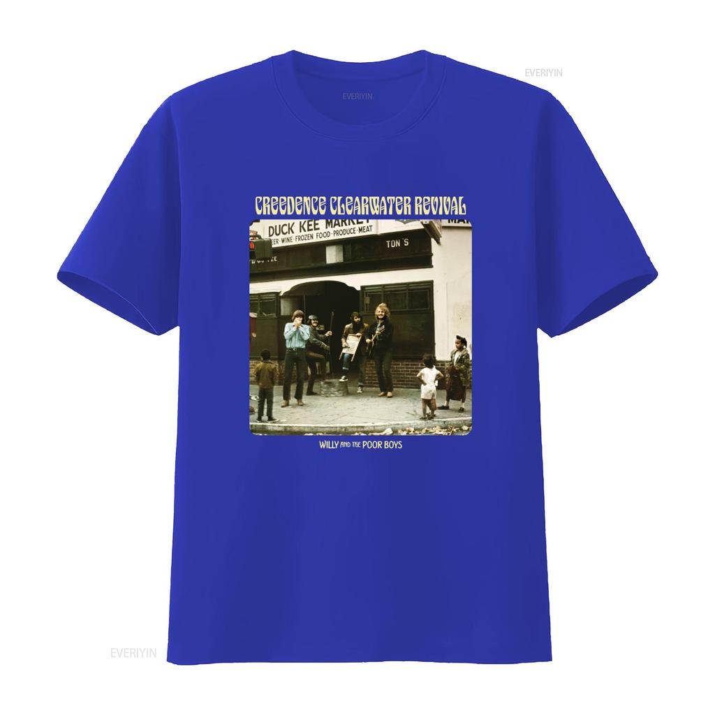 Creedence Clearwater Revival Music Band Vintage Street Performance T Shirt Vintage Washed Casual Unisex Slightly Fashion