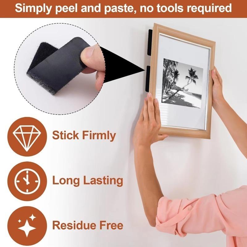 Reusable Hook and Loop Adhesive Strips 15LB Heavy Duty Double Sided Tape Damage Free Wall Hanging for Decorations Tools Storage