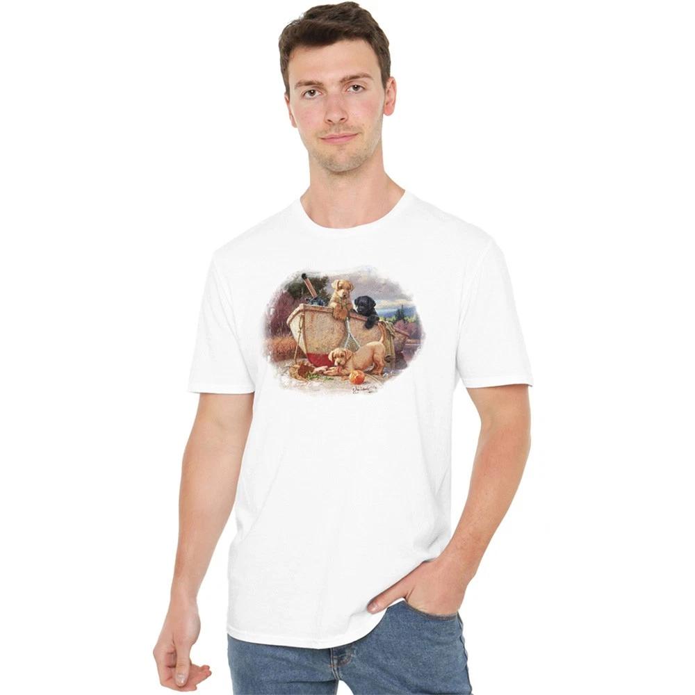 Wildlife Lunch Break Lab Pups T-Shirt S-5XL, White M