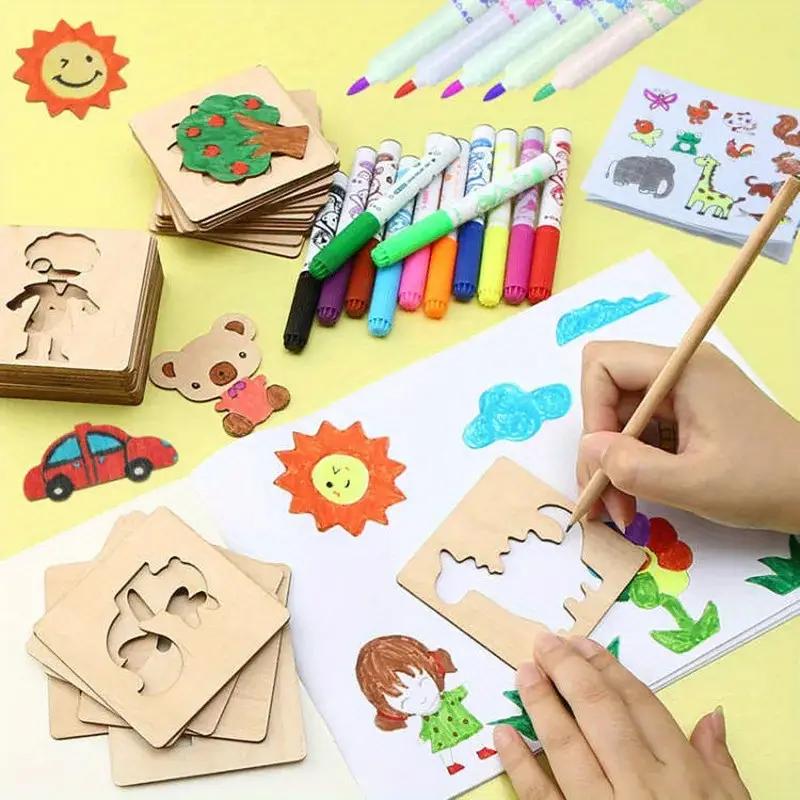 10/20pcs Wooden DIY Drawing Template Templates with Markes, Children's Drawing Template Drawing Tool Set 10/20pcs Wooden DIY Drawing