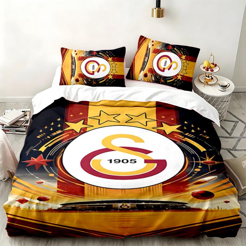Galatasaray 3pc set Perfect for bedroom use Comfortable bedding set includes a duvet cover and two pillowcases Ideal birthday or Christmas gift