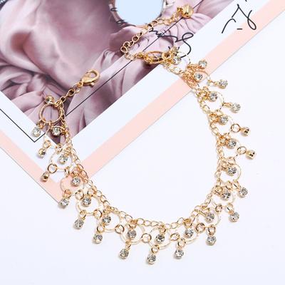 Kobiety Anklet Rhinestone Tassel All Match Vintage Style Lady Anklet Chain Prezent urodzinowy