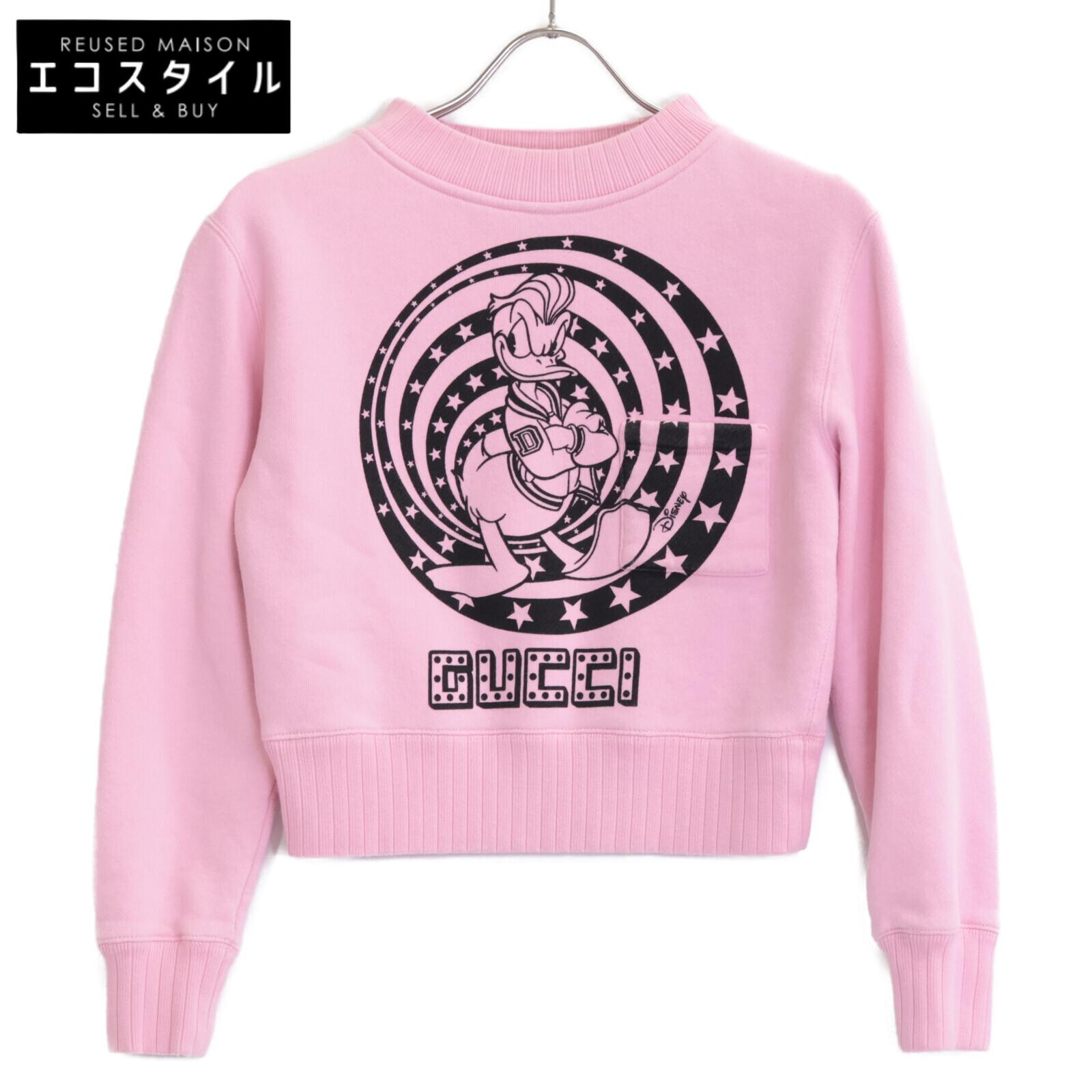 

GUCCI [x Disney] 652684 Pink Donald Duck Print Short Sweatshirt tops XXS pinkUsed