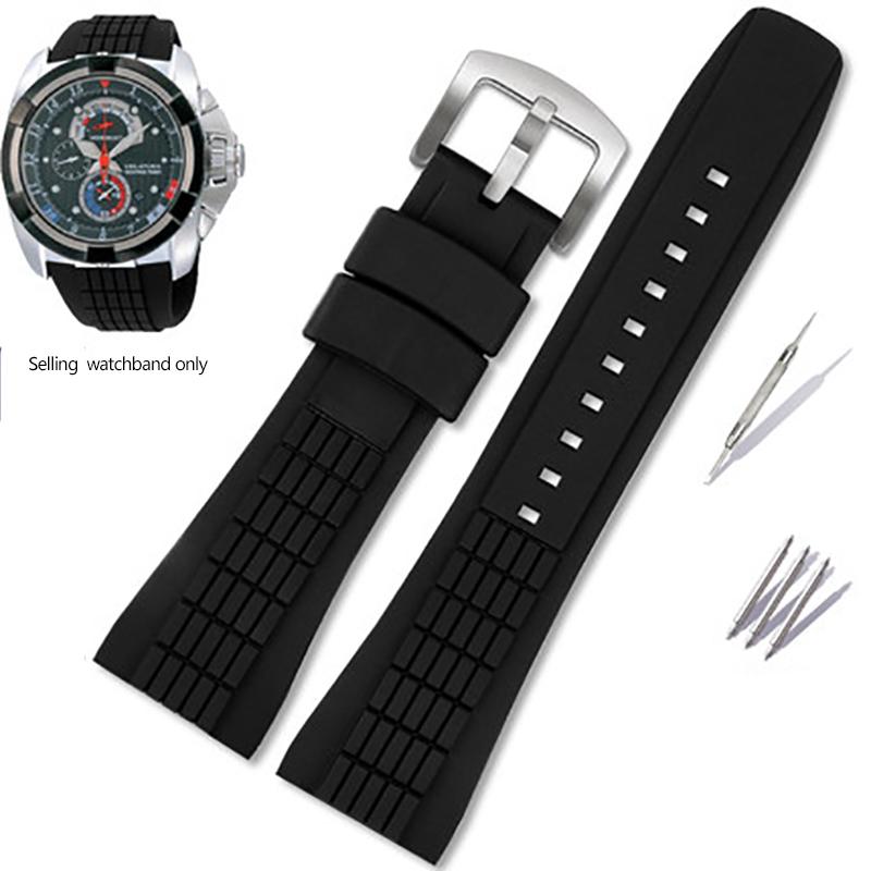 

Rubber Watch Band For Seiko VELATURA/SRH 006 013 SPC007 Waterproof 26mm Black Silicone With Stainless Steel Buckle Sports Strap 26mm