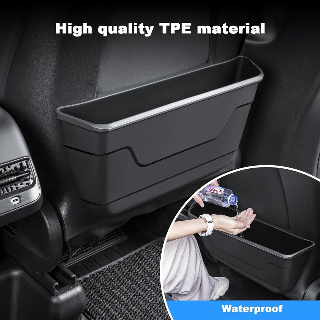 For Tesla Model 3 Model Y Seat Back Organizer Durable TPE Storage Pocket Backseat Trash Can Container For Tesla Model 3 2017- And -2025 Model Y (Not