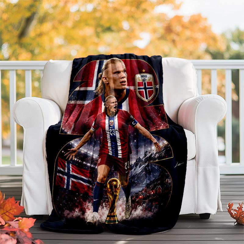 1pc Haaland14 Theme Blanket - Digital Print, Polyester, Cozy for All Seasons, Perfect for Outdoor, and Travel