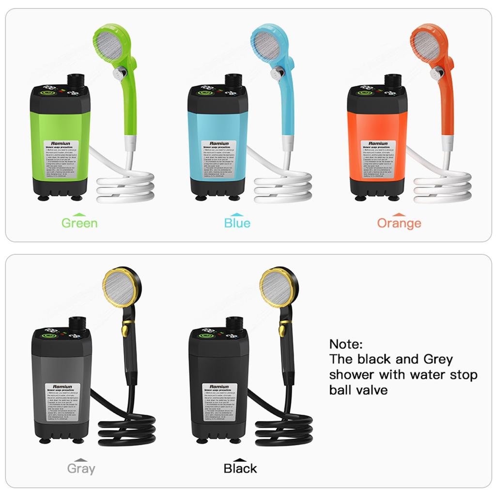 Camping Shower Pump RV Outdoor Shower Kit Camp Shower Intelligent Digital Display Adjustable Shower