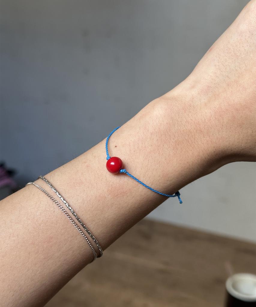 Ourpierre Red Ball Rope Bracelet
