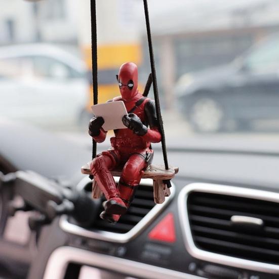 Anime Car Mirror Hanging Pendant Deadpool Ornaments Auto Functional Rear View Mirror Charm for Car Interior Decor Christmas Gift