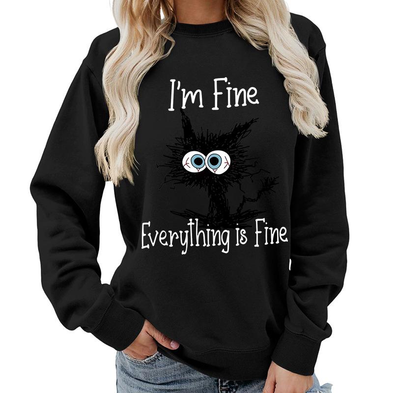Weekends Printed Round Neck Women's Top Sweatshirt for Autumn Winter Casual Loose Fit Pullovers & Long Sleeves Women’s