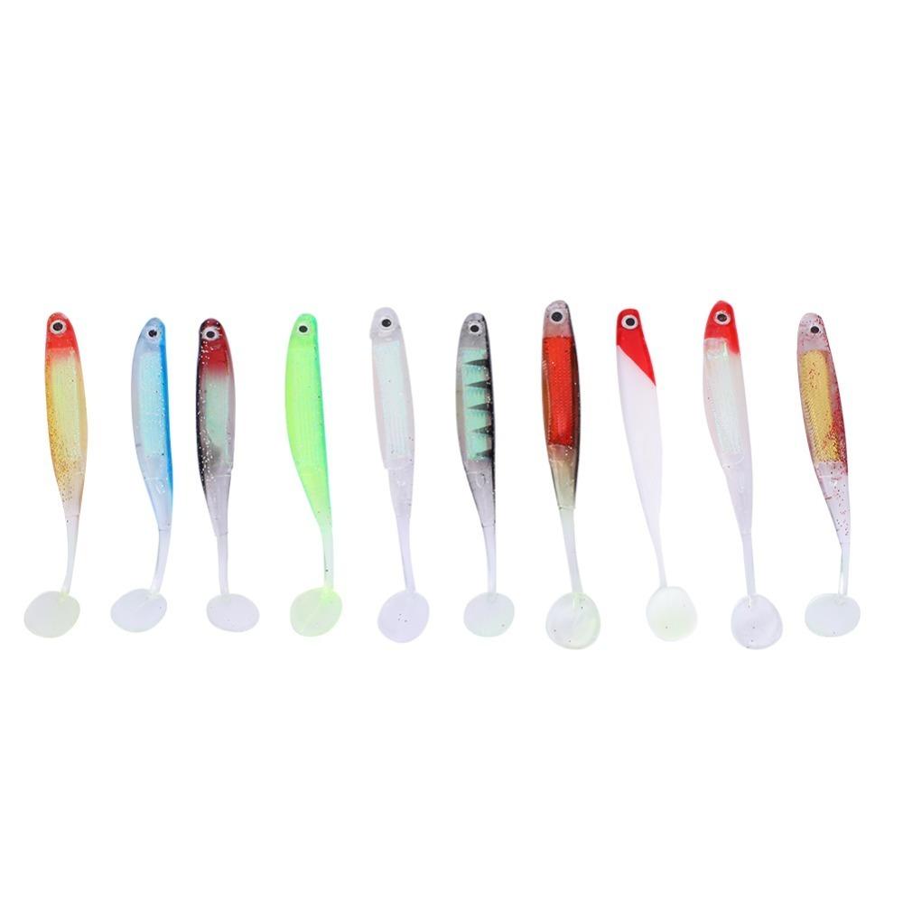 

10PCS Durable Silicone Artificial Lure Soft T-Tail Fishing Swimbaits 10cm 5g Colorful Fishing Lures Fly Fishing