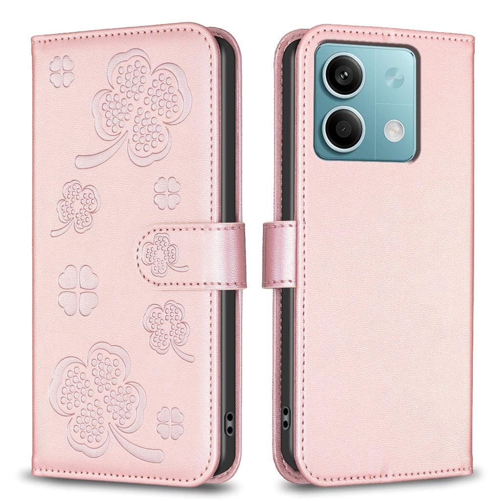 For Xiaomi Redmi Note 13 5G PU Leather Cover Four Leaf Clover Flip Wallet Phone Case