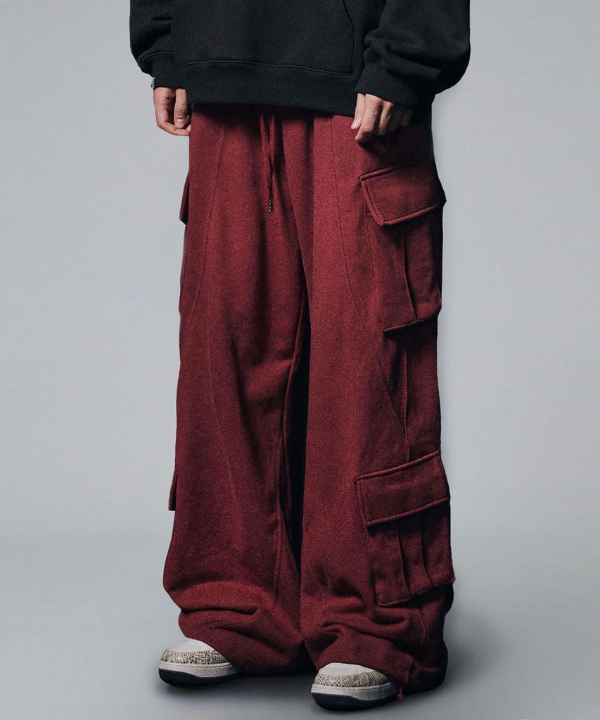 NOT4NERD Incision Multi Cargo Sweat Pants - Red