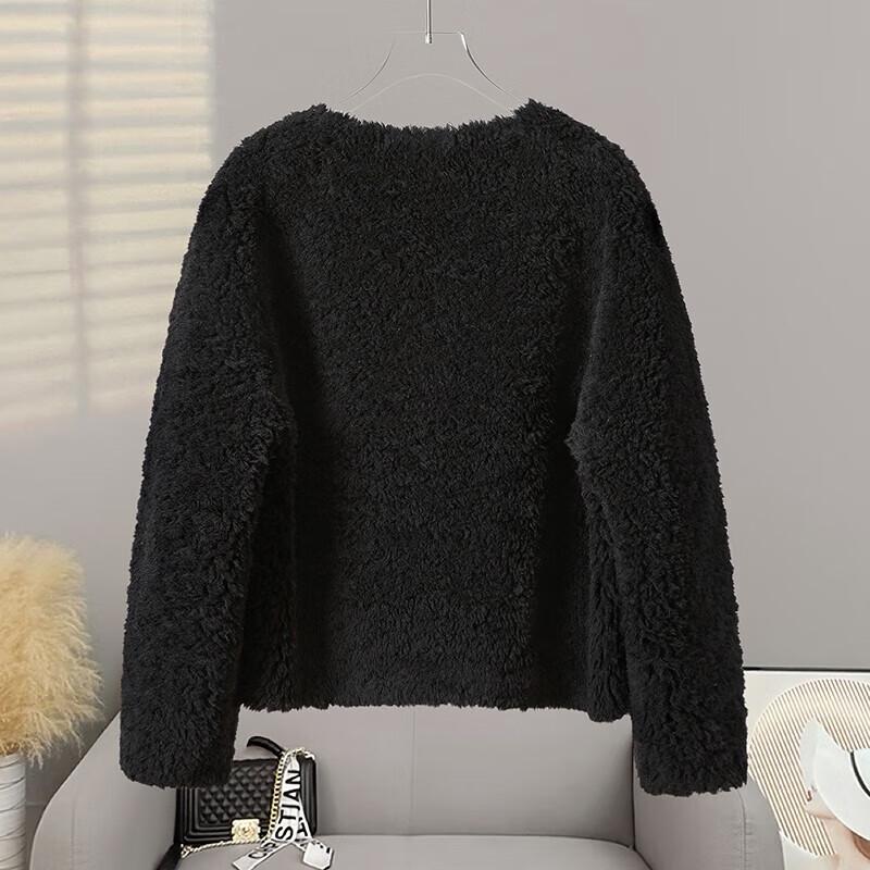 Women's Lamb Wool Particle Fleece V-Neck Short Coat